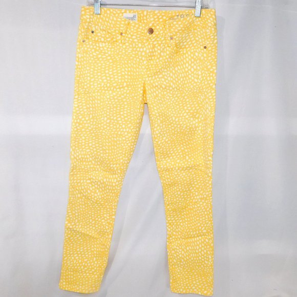 GAP 1969 Always Skinny Womens 27 Yellow White Polkadot Stretch Jeans - Picture 1 of 10